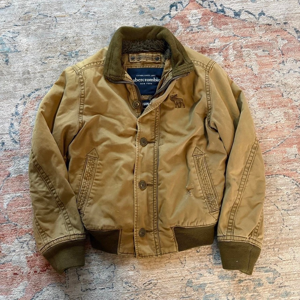 Abercrombie & Fitch brown bomber jacket Size M harrison fur jacket